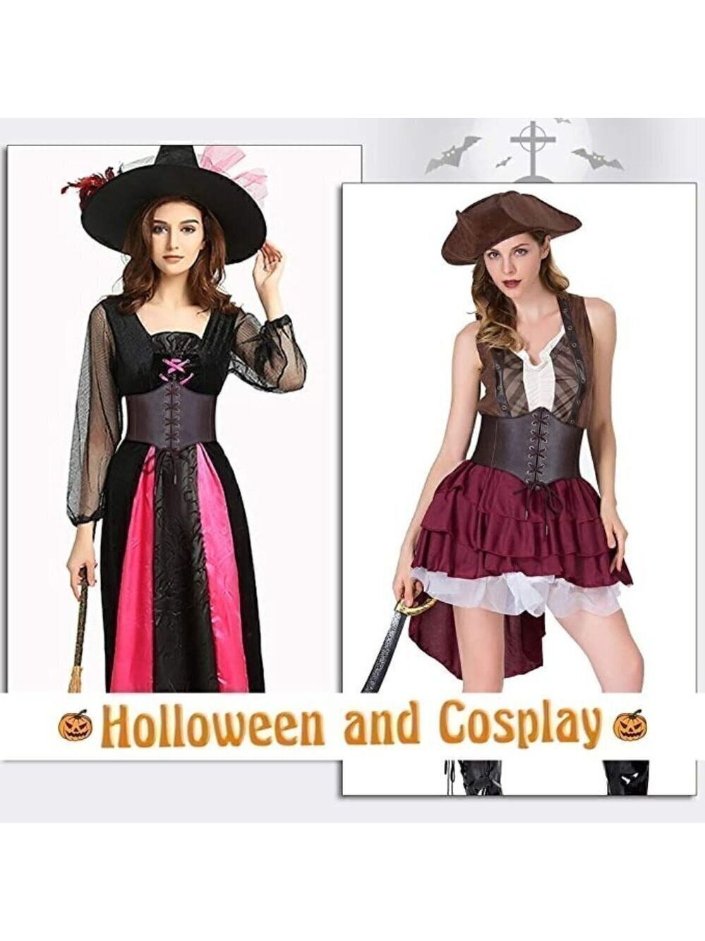 2 Pack Black & Brown Leather Elastic Wide Stretch Belts Corset Halloween Costume - Picture 8 of 12